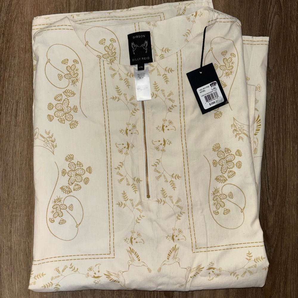 Gibson Cream and Gold Floral Top